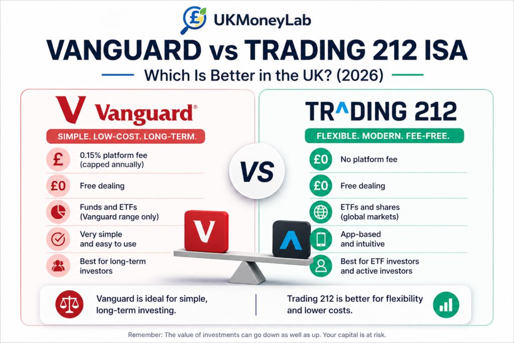 Vanguard vs Trading 212 ISA comparison UK fees and features