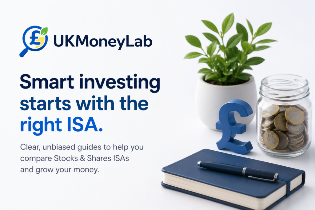 Stocks & Shares ISA UK investing guide homepage banner by UKMoneyLab