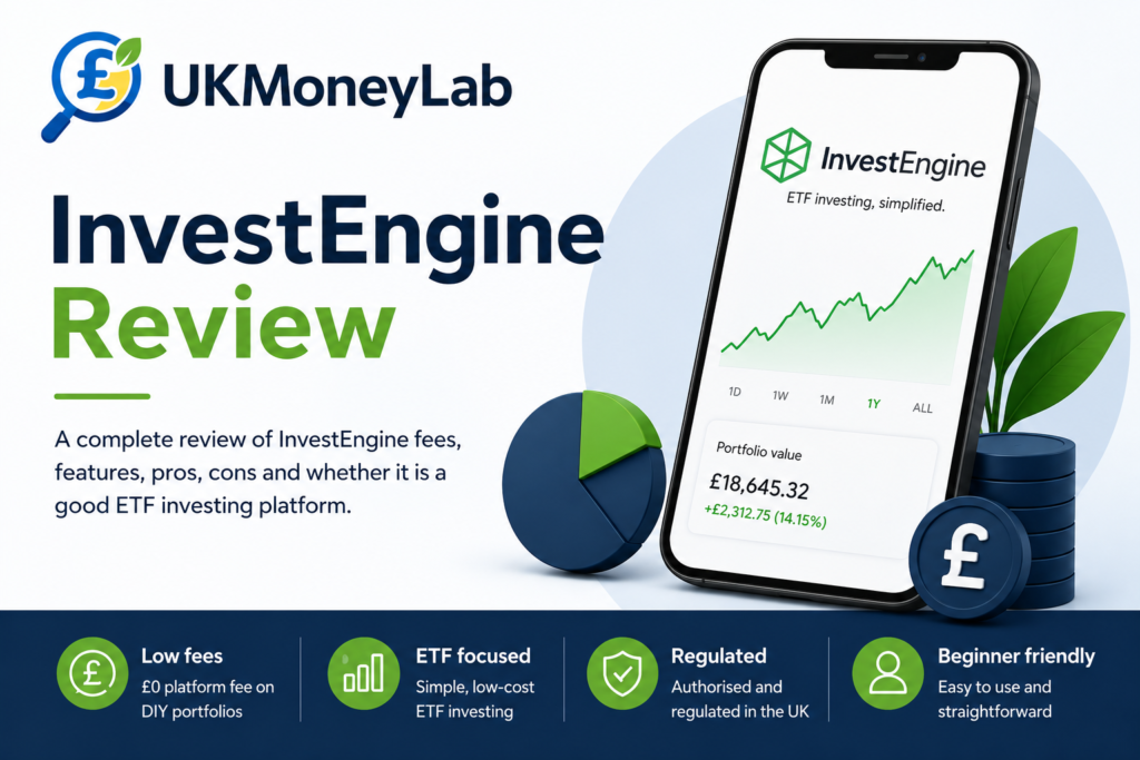 InvestEngine review showing low-cost ETF investing platform comparison by UKMoneyLab