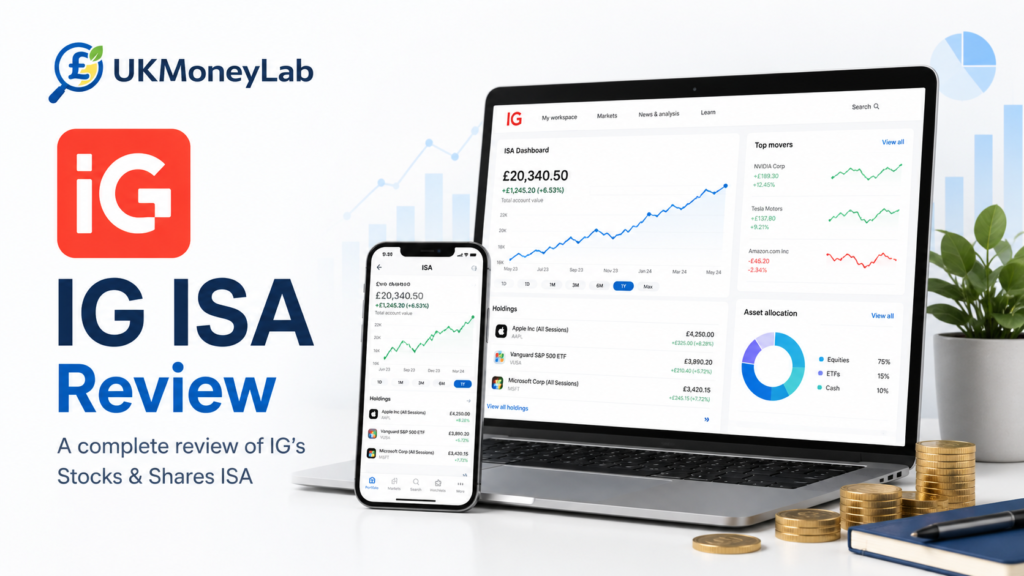 IG ISA Review showing fees, investment options and platform features for UK investors